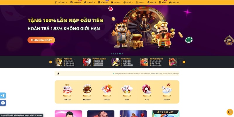 Trang web Five88 hiện đại, tiên tiến